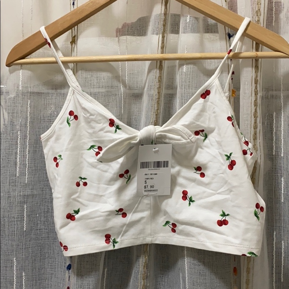 forever21 cherry cropped tank top